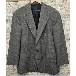 Vtg Ralph Lauren Virgin Wool Sport Coat Glen Plaid Blazer Gray Canada Men's 44R